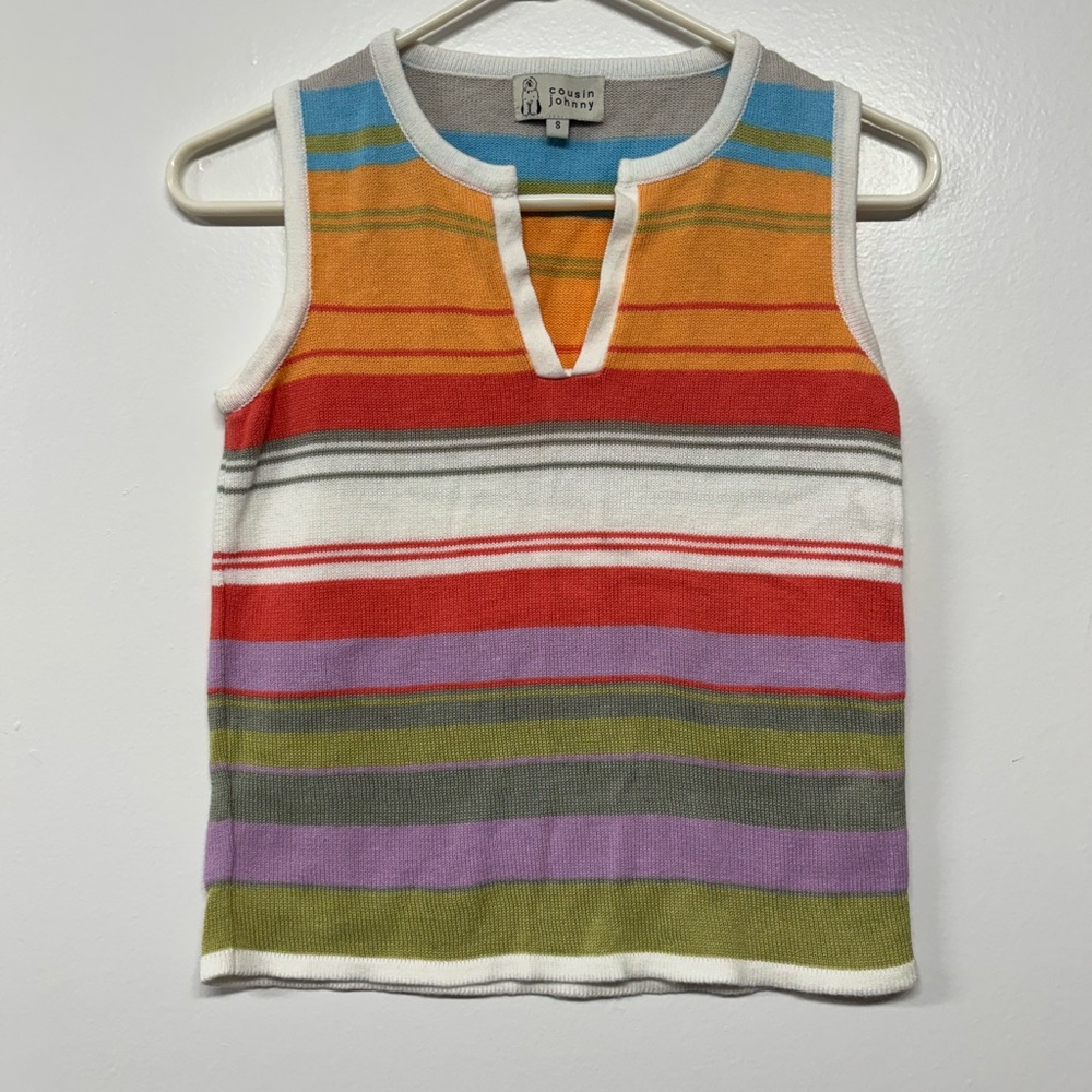 Vintage Cousin Johnny Muti Color Knit Tank Top Size Small
